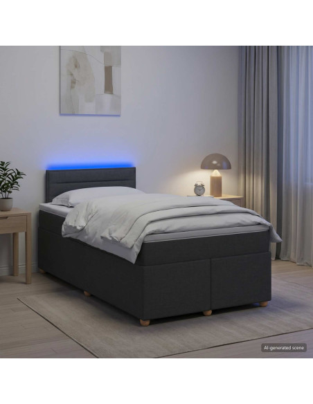 Letto box spring con materasso Grigio Scuro 120 x 190 cm