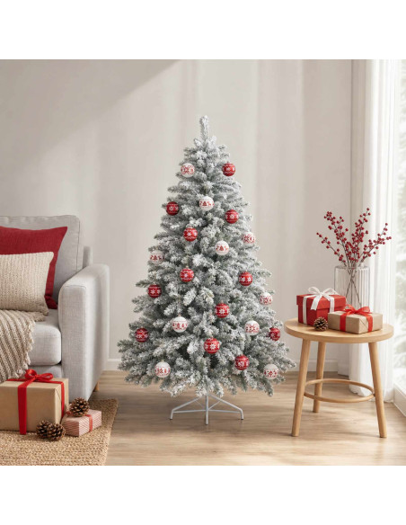 Set di Palline di Natale 30 pz Rosso e Bianco Ø 6 cm Plastica
