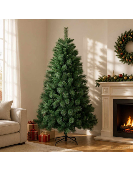 Albero di Natale artificiale 240 cm PVC e Metallo Verde