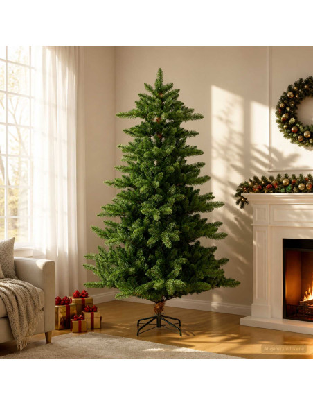 Albero di Natale artificiale 180 cm PVC e Metallo Verde