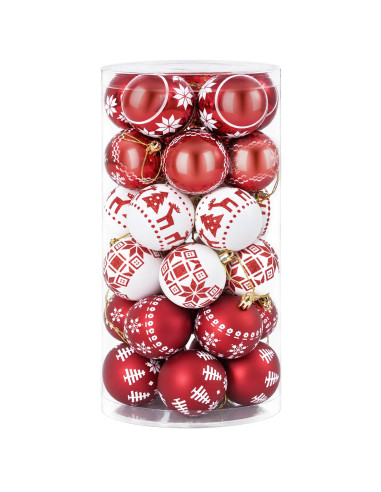 Set di Palline di Natale 30 pz Rosso e Bianco Ø 6 cm Plastica