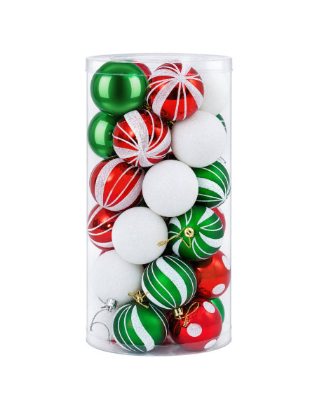 Set di Palline di Natale 30 pz Bianco, rosso e verde Ø 6 cm