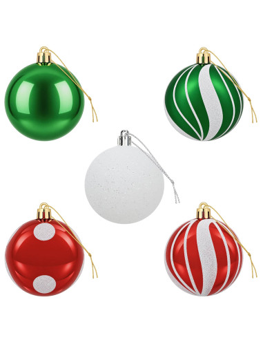 Set di Palline di Natale 30 pz Bianco, rosso e verde Ø 6 cm