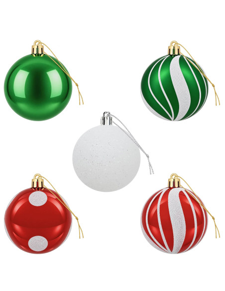 Set di Palline di Natale 30 pz Bianco, rosso e verde Ø 6 cm