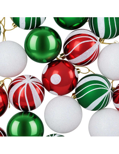 Set di Palline di Natale 30 pz Bianco, rosso e verde Ø 6 cm