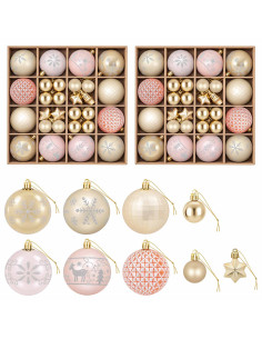 Set di Palline di Natale 88 pz oro rosa e oro Ø 6 cm Plastica 2