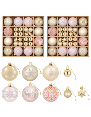 Set di Palline di Natale 88 pz oro rosa e oro Ø 6 cm Plastica