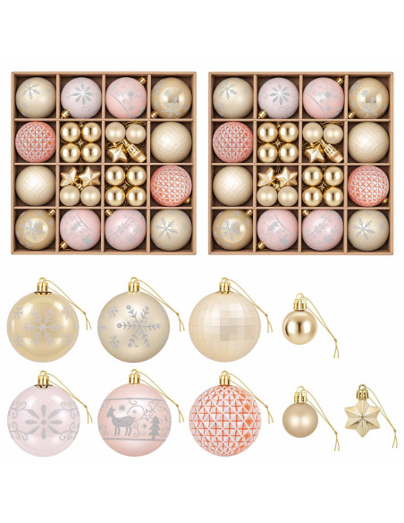 Set di Palline di Natale 88 pz oro rosa e oro Ø 6 cm Plastica