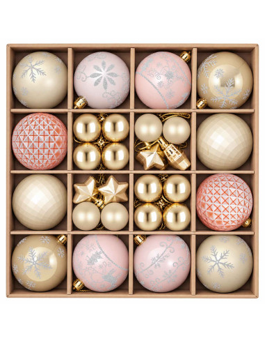 Set di Palline di Natale 88 pz oro rosa e oro Ø 6 cm Plastica