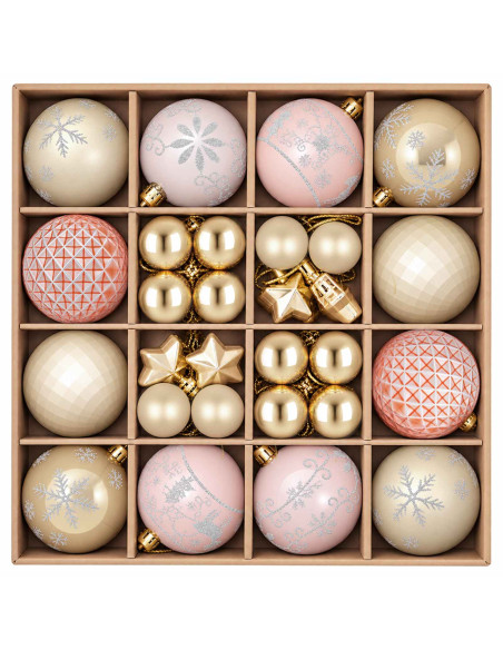 Set di Palline di Natale 88 pz oro rosa e oro Ø 6 cm Plastica