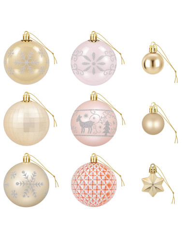 Set di Palline di Natale 88 pz oro rosa e oro Ø 6 cm Plastica