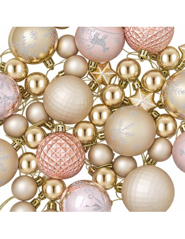 Set di Palline di Natale 88 pz oro rosa e oro Ø 6 cm Plastica