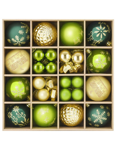 Set di Palline di Natale 88 pz Verde chiaro, oro e verde scuro