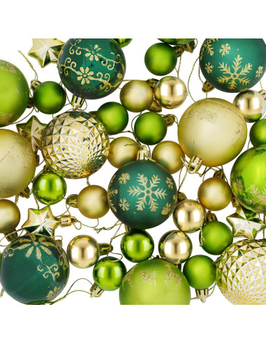 Set di Palline di Natale 88 pz Verde chiaro, oro e verde scuro