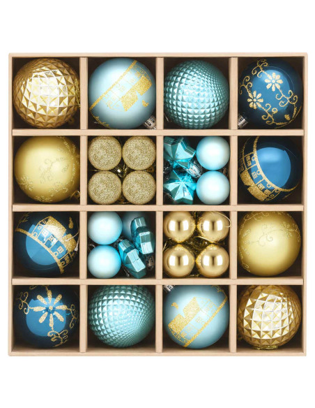Set di Palline di Natale 88 pz Blu scuro, blu chiaro e oro