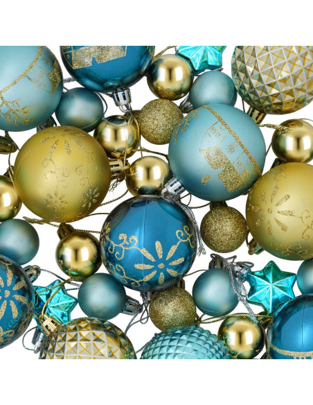 Set di Palline di Natale 88 pz Blu scuro, blu chiaro e oro