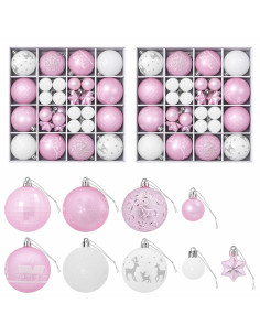 Set di Palline di Natale 88 pz Rosa e bianco Ø 6 cm Plastica 2