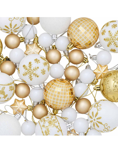 Set di Palline di Natale 88 pz Oro e bianco Ø 6 cm Plastica