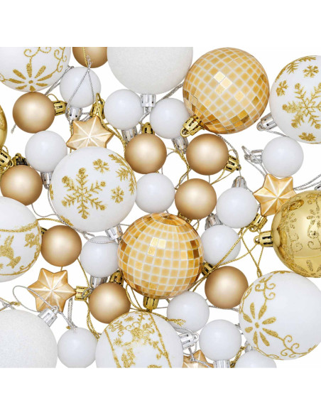 Set di Palline di Natale 88 pz Oro e bianco Ø 6 cm Plastica