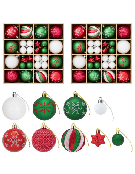 Set di Palline di Natale 88 pz Rosso, verde e bianco Ø 6 cm