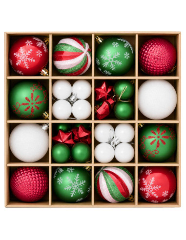 Set di Palline di Natale 88 pz Rosso, verde e bianco Ø 6 cm