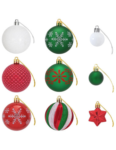 Set di Palline di Natale 88 pz Rosso, verde e bianco Ø 6 cm