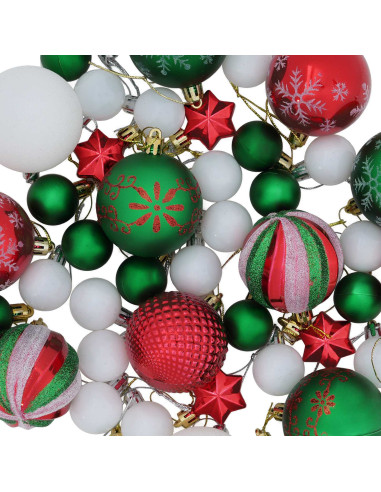 Set di Palline di Natale 88 pz Rosso, verde e bianco Ø 6 cm