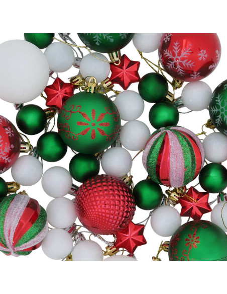 Set di Palline di Natale 88 pz Rosso, verde e bianco Ø 6 cm