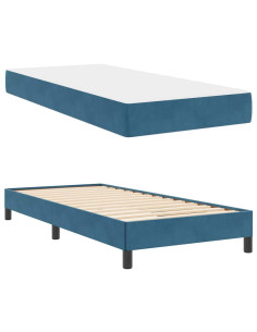 Letto a molle con materasso Blu Scuro 90 x 220 cm Tessuto