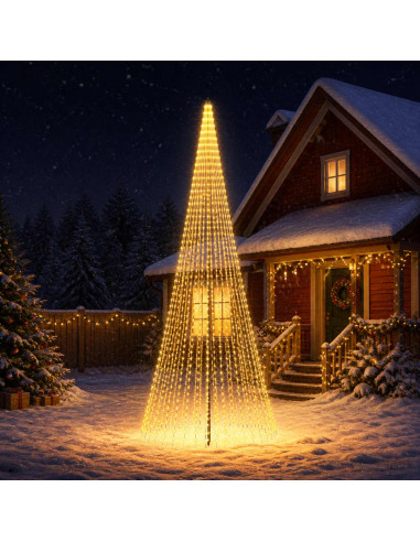Albero di Natale LED 485 cm 1632 LED Bianco caldo Ferro Nero