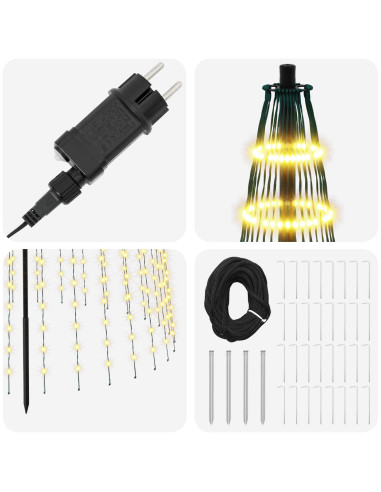 Albero di Natale LED 485 cm 1632 LED Bianco caldo Ferro Nero