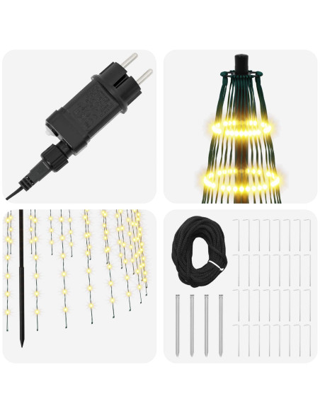 Albero di Natale LED 485 cm 1632 LED Bianco caldo Ferro Nero