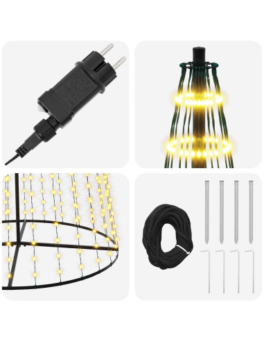 Albero di Natale LED 385 cm 1148 LED Bianco caldo Ferro Nero