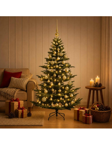 Albero di Natale artificiale con palline 150 cm 150 LED