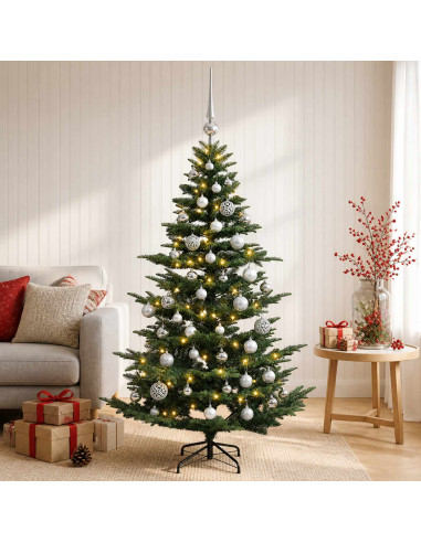 Albero di Natale artificiale con palline 120 cm 150 LED