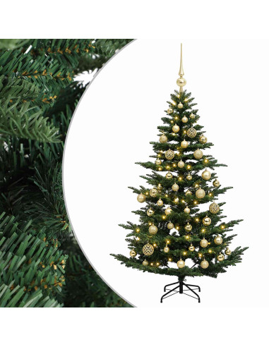 Albero di Natale artificiale con palline 150 cm 150 LED