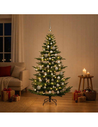 Albero di Natale artificiale con palline 120 cm 150 LED