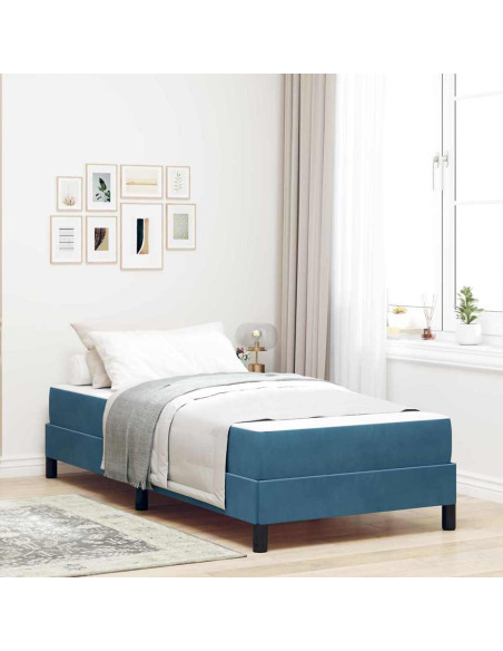 Letto a molle con materasso Blu Scuro 90 x 220 cm Tessuto