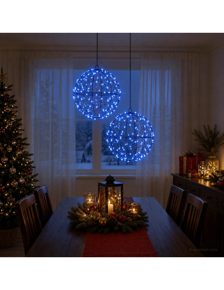 Luce a punta di Natale 2 pz 400 LED Blu Ø 20 x 22 cm