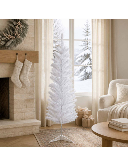 Albero di Natale Artificiale Sottile 150 cm PVC e Acciaio