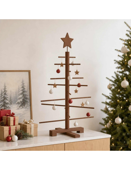 Albero di Natale in legno 75 cm Bambù e legno di pino massello