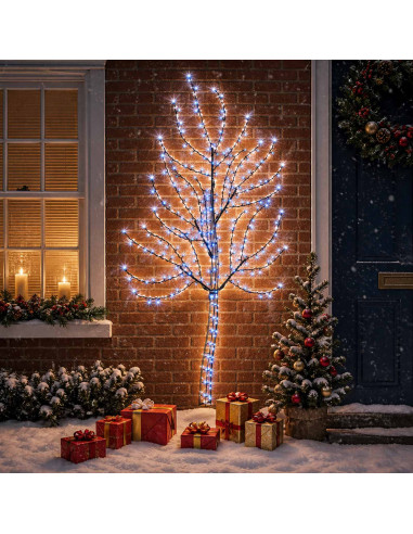 Albero di Natale da parete a LED 180 cm 200 LED Blu Acciaio