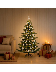 Albero di Natale artificiale con palline 120 cm 150 LED