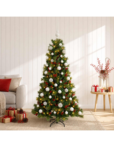 Albero di Natale artificiale con palline 120 cm 150 LED