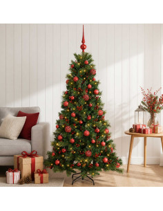 Albero di Natale artificiale con palline 120 cm 150 LED