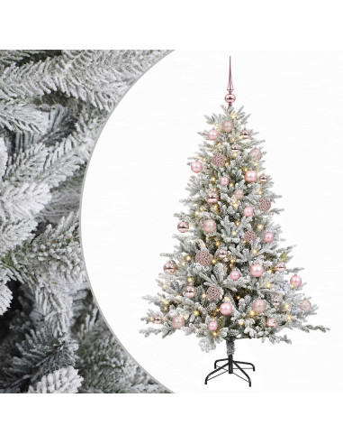 Albero di Natale artificiale con palline 120 cm 150 LED