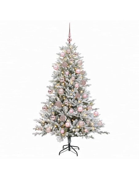 Albero di Natale artificiale con palline 120 cm 150 LED