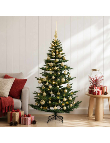 Albero di Natale artificiale con palline 120 cm 150 LED