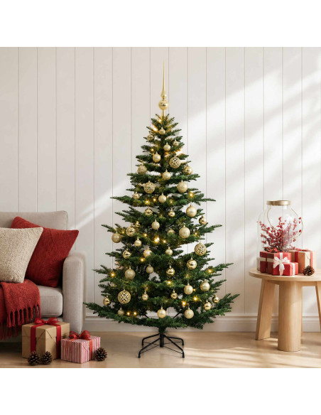 Albero di Natale artificiale con palline 120 cm 150 LED