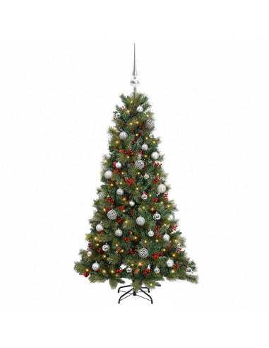 Albero di Natale artificiale con palline 120 cm 150 LED